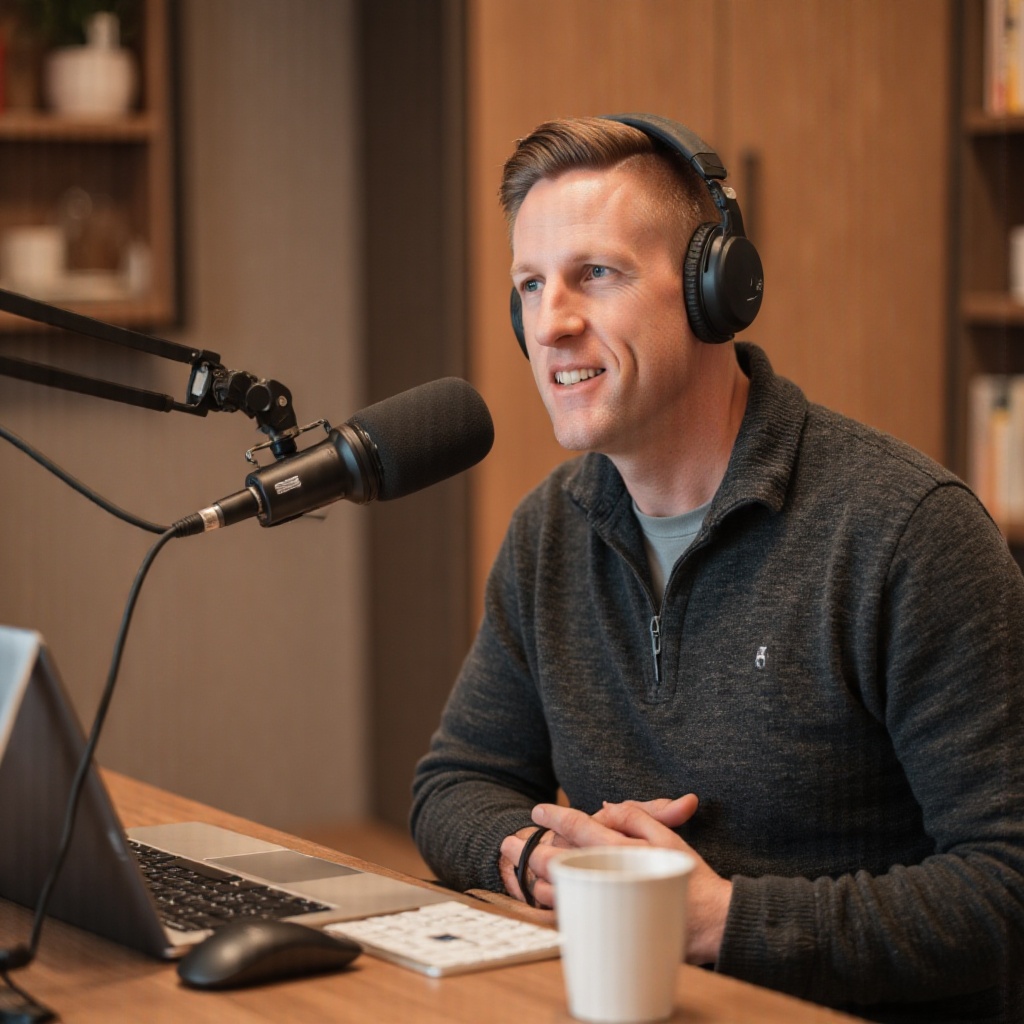 Markus Kellermann beim Podcast-Interview am Mikrofon